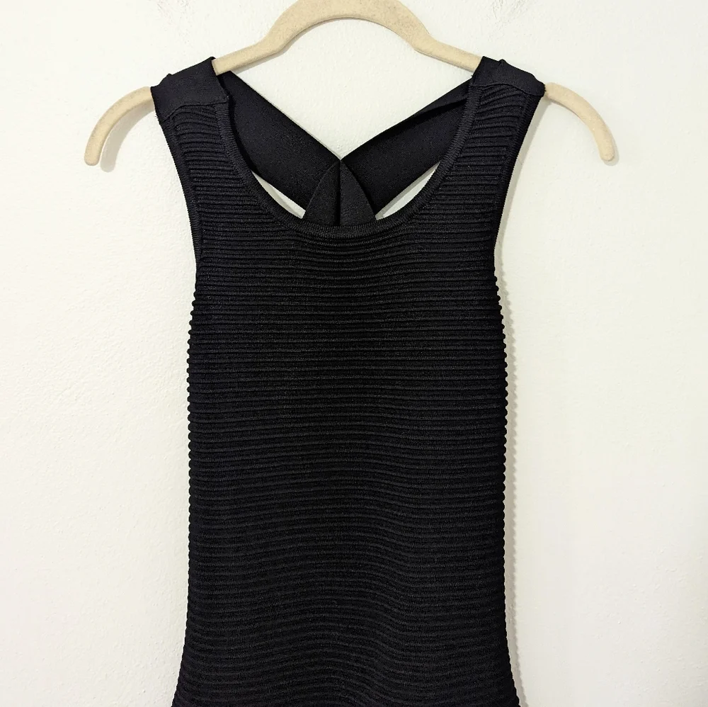 Jonathan Simkhai LBD Ribbed Bodycon Knee Length Dress Open Back Black Medium M